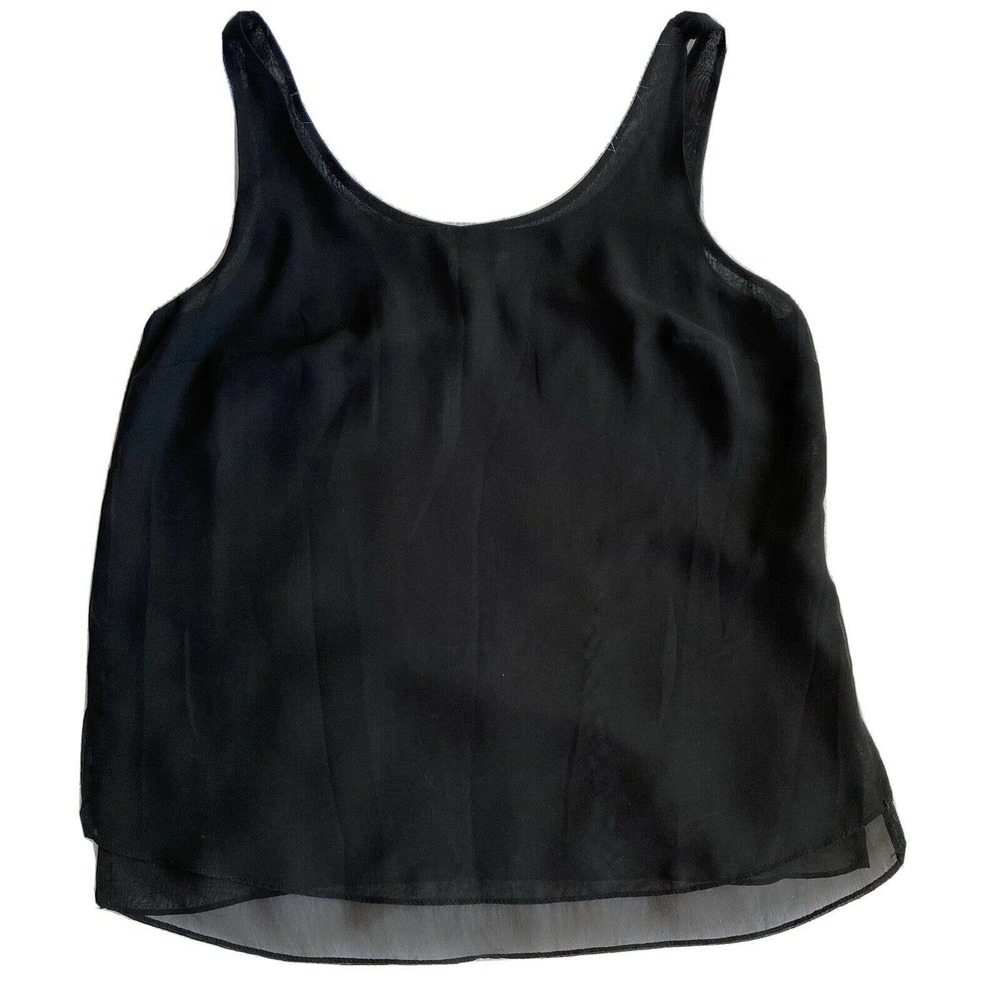 Old Navy Sz XS Semi Sheer Tank Top Double Layer Chiffon Black Womens Summer Work